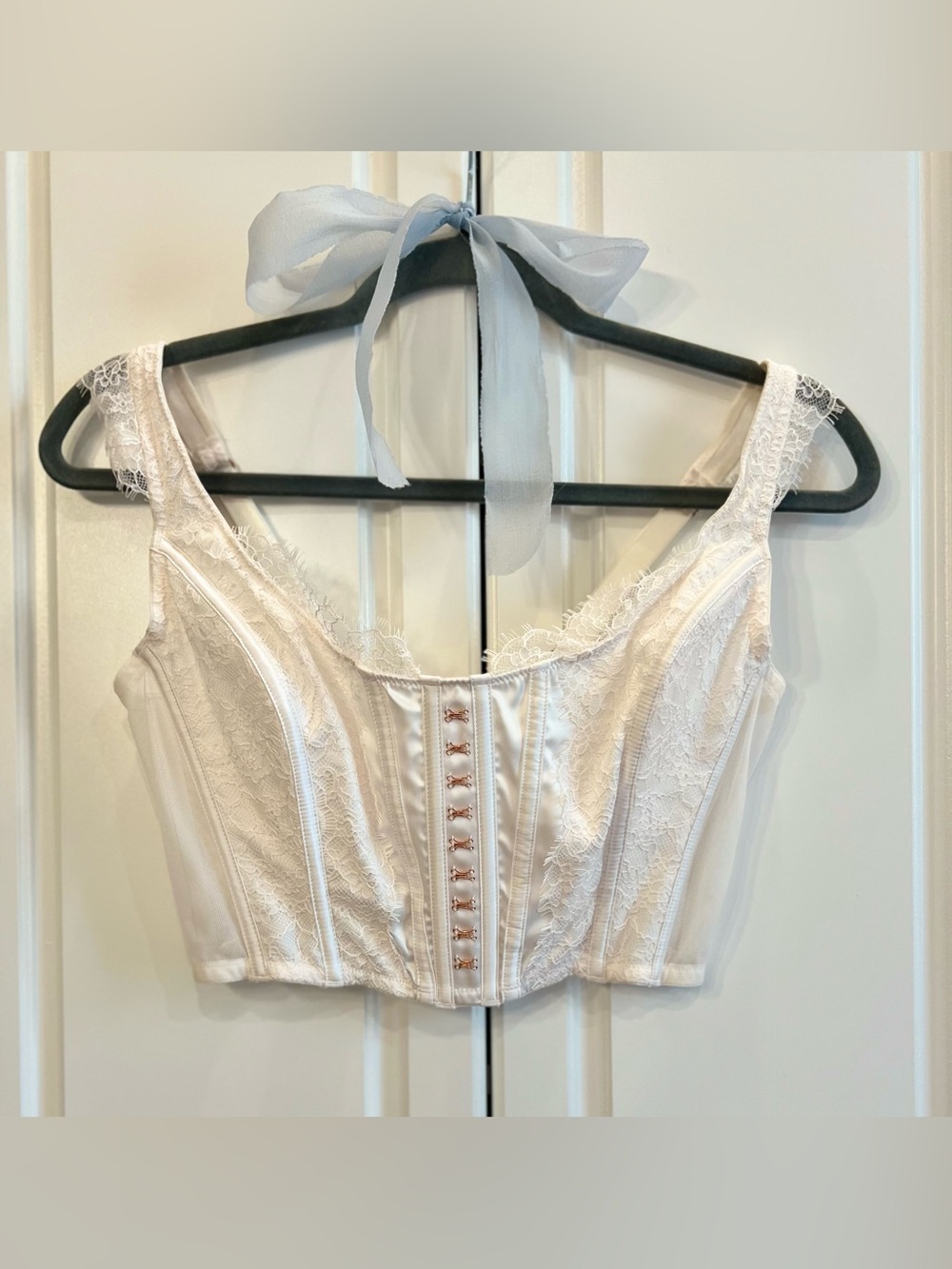 Victoria's Secret Dream Angels Unlined Corset Bra Top White/Ivory M-DD NWT